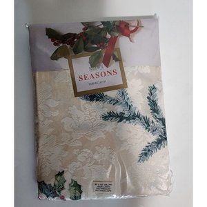 Bardwil Seasons Tablecloth Christmas Greenery Oblong 60x102 inches Holiday